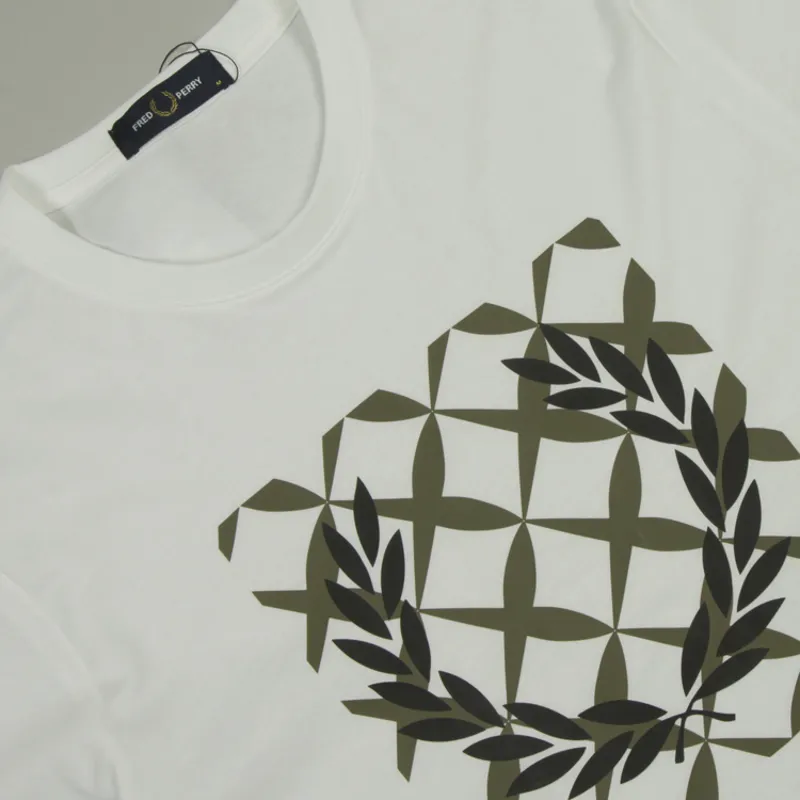 Fred Perry Cross Stitch Printed T-Shirt - White-1